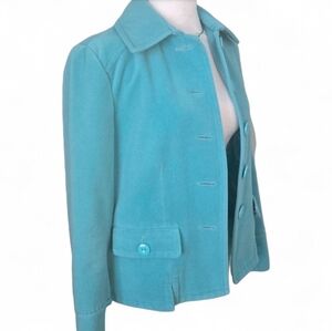 Chicos Fleece Lined Turquoise Pea Coat Jacket‎ Blazer Size XS